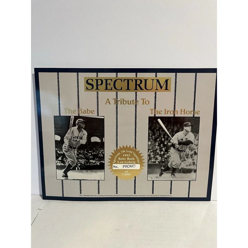 1993 Spectrum Babe Ruth Lou Gehrig Tribute Sheet PROMO /5000 Yankees